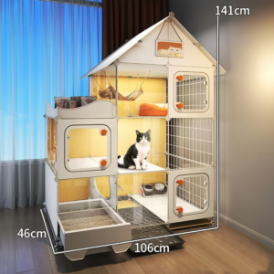 日系简约・实木纹滚轮猫别墅